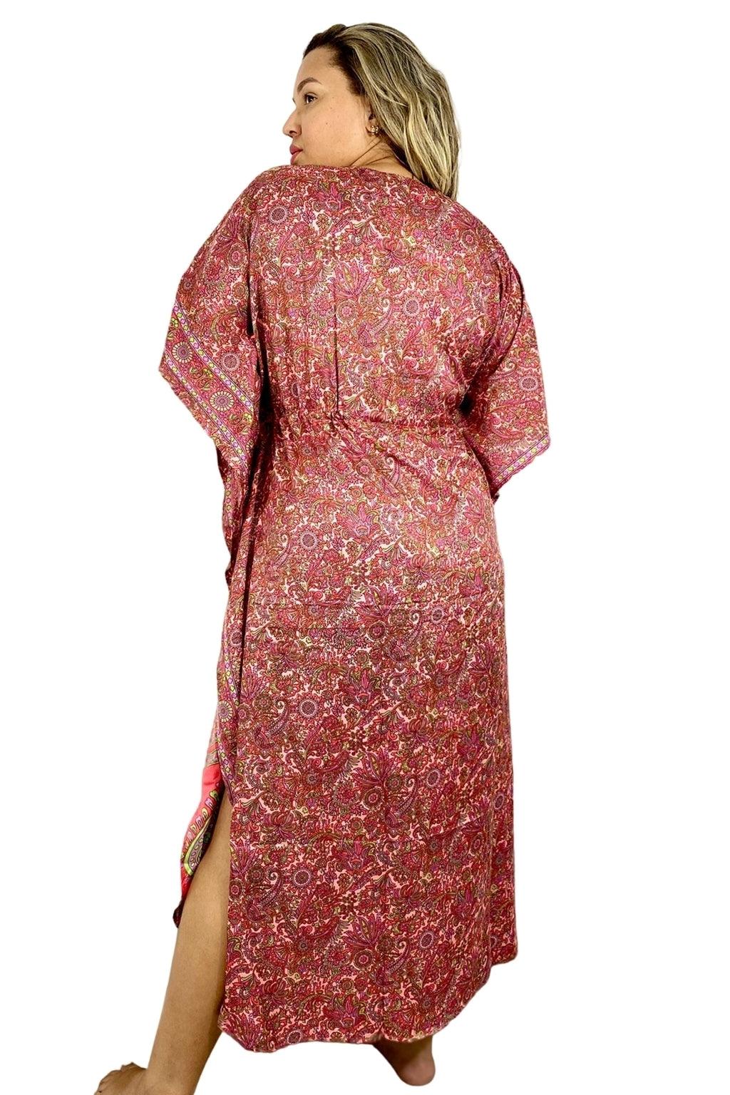 Kaftan Longa Seda Indiana Sonho Boho Coleção Premium 7932.